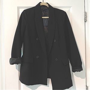 Piombo Black  1 button Lined blazer luxury Size 42 boyfriend Oversized